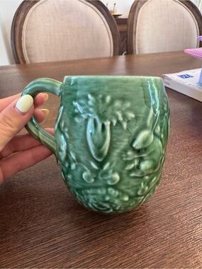 Bordallo Pinheiro Green Rabbit Embossed Ceramic Mug